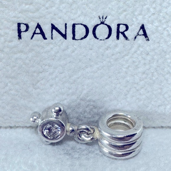 Pandora Dangle Charm with White Stone - Picture 2 of 3